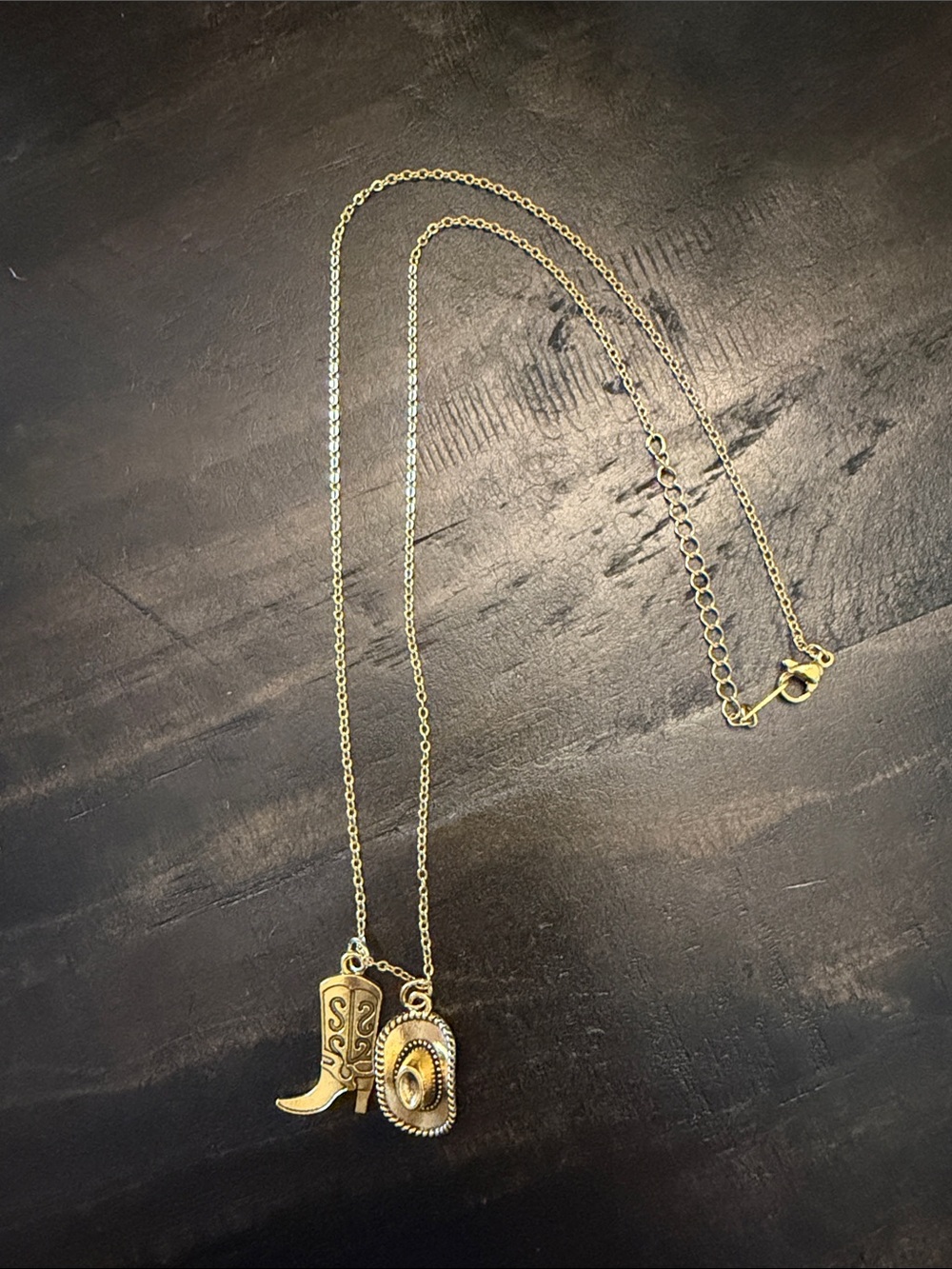 Gold-Tone Cowboy Boot & Hat Pendant Necklace - Women Jewelry